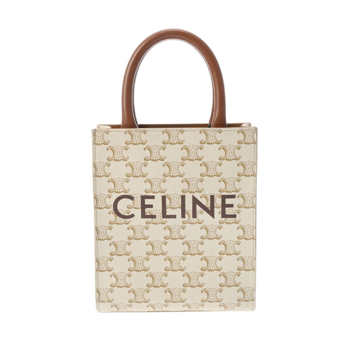 CELINE セリーヌ ミニ バーティカルカバ 2WAY 白/ブラウン レディース トリオンフキャンバス/レザー ハンドバッグ ABランク 中古 -  プロモーション