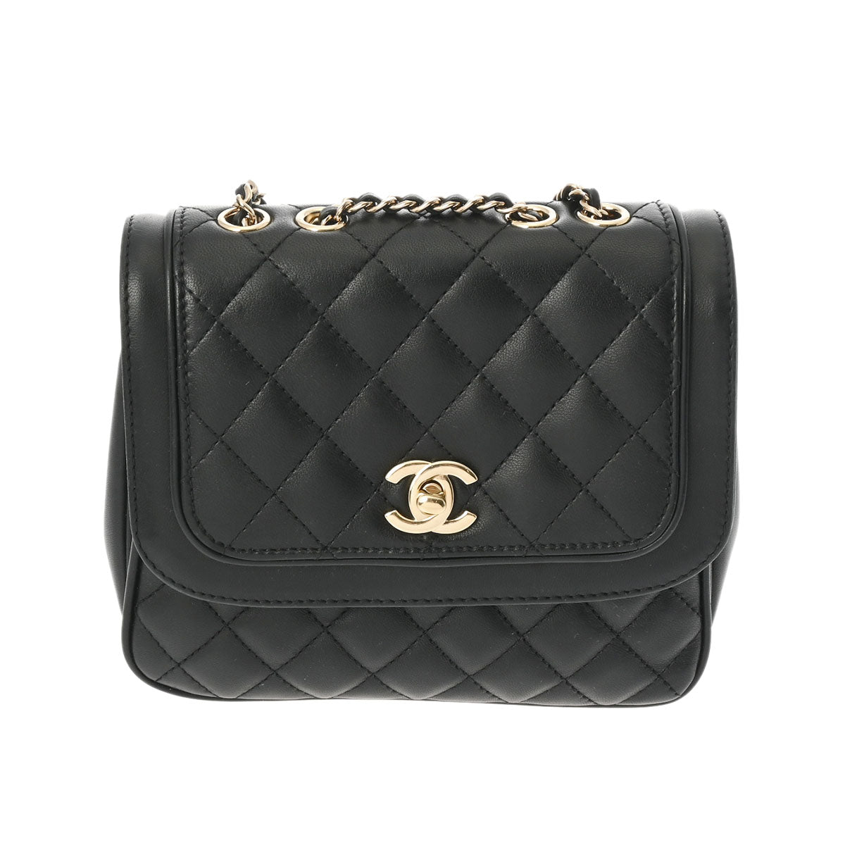 CHANEL シャネル マトラッセ チェーンショルダー 19cm 黒 シャンパンゴールド金具 A57895 レディース ラムスキン ショルダーバッグ  ABランク 中古 - [お買い得！