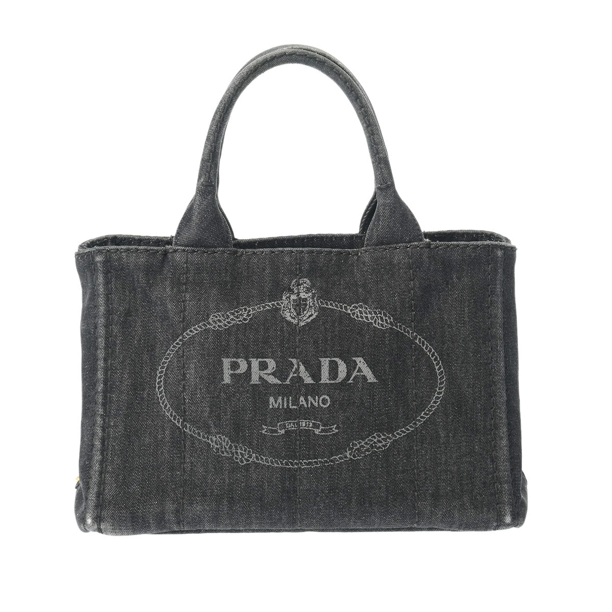 PRADA プラダ カナパ 黒 ゴールド金具 1BG439 レディース デニム トートバッグ Bランク 中古 銀蔵