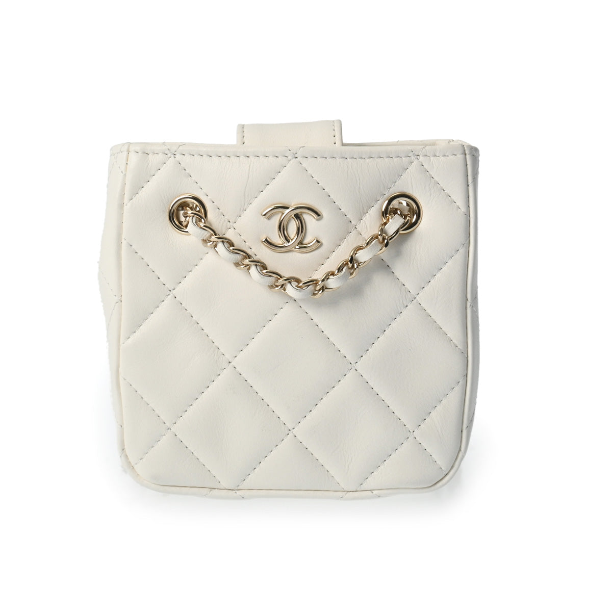 CHANEL シャネル マトラッセ ミニ ポシェット チェーンショルダー 白 AP2547 レディース ラムスキン ショルダーバッグ Aランク 中古  銀蔵