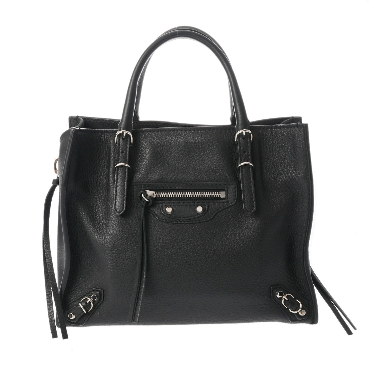 BALENCIAGA バレンシアガ ペーパー ミニ 2WAY 黒 シルバー金具 357333 