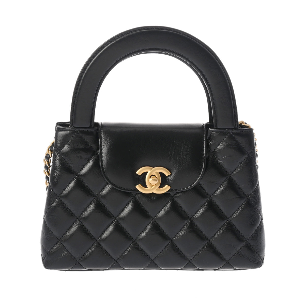 CHANEL ブラックレザー ハンドバッグ CHANEL ブラックレザー ハンドバッグ