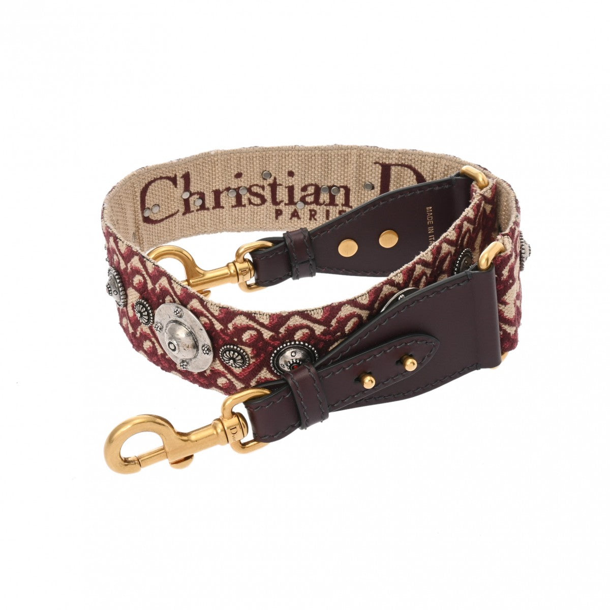 クリスチャンディオール バッグ用ストラップ スタッズ ボルドー