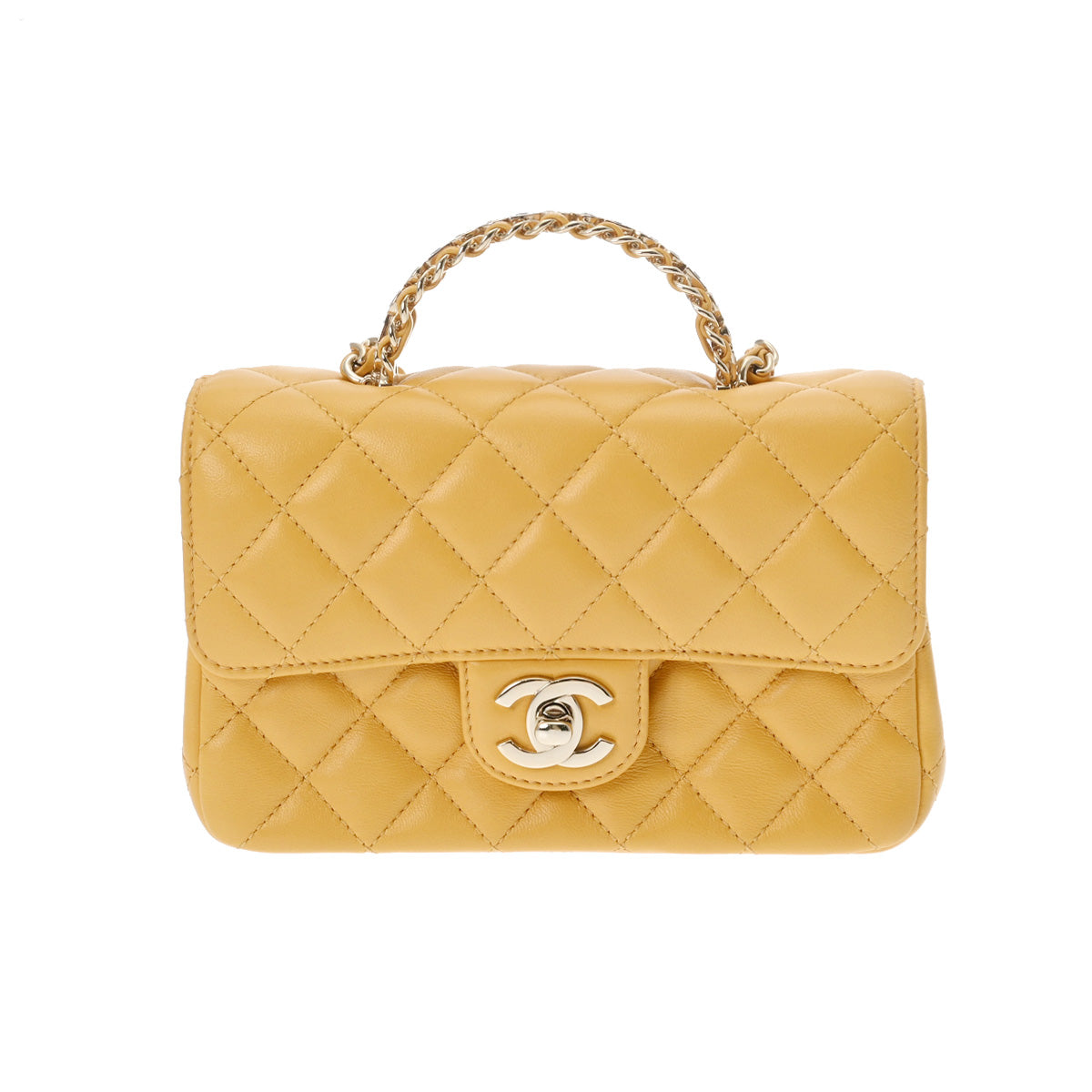 シャネル CHANEL マトラッセスモールフラップバッグ AS3103 ライトイエロー ゴールド金具 キャビアスキン レディース ショルダーバッグ シャネル CHANEL マトラッセスモールフラップバッグ AS3103 ライト