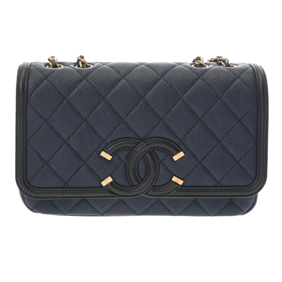 中古 シャネル CHANEL A93340 26番台 レディース ショルダーバッグ CCフィリグリー ネイビー ツイード CHANEL（シャネル） 【超美品】シャネル CCフィリグリー スモール