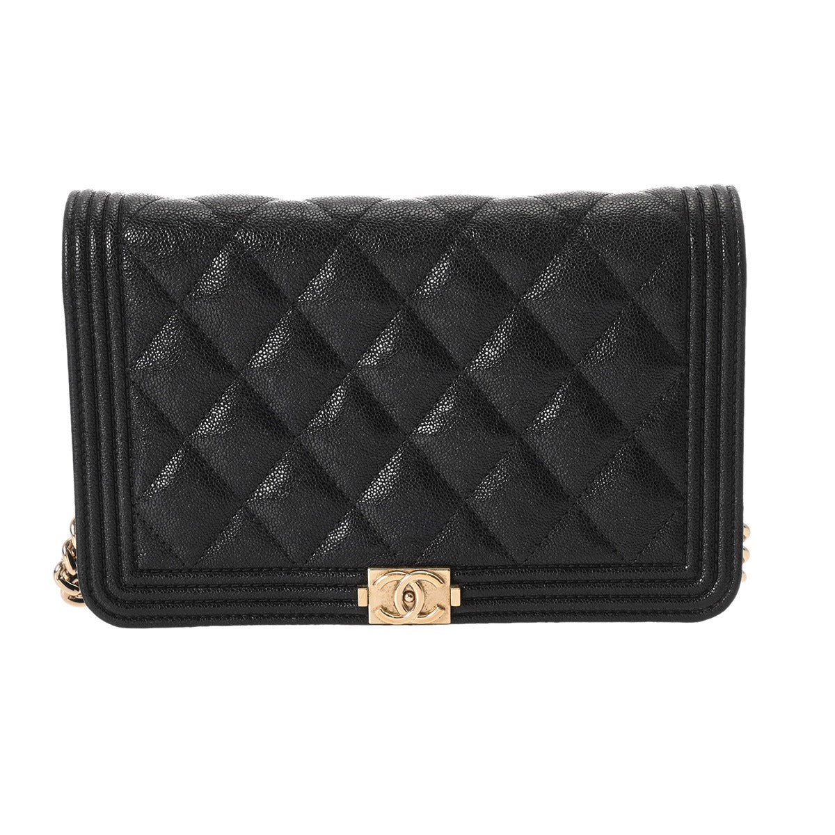 CHANEL シャネル　キャビアスキン　チェーンショルダー　ウォレット　7番台 CHANEL シャネル ボーイシャネル チェーンショルダー ブラック