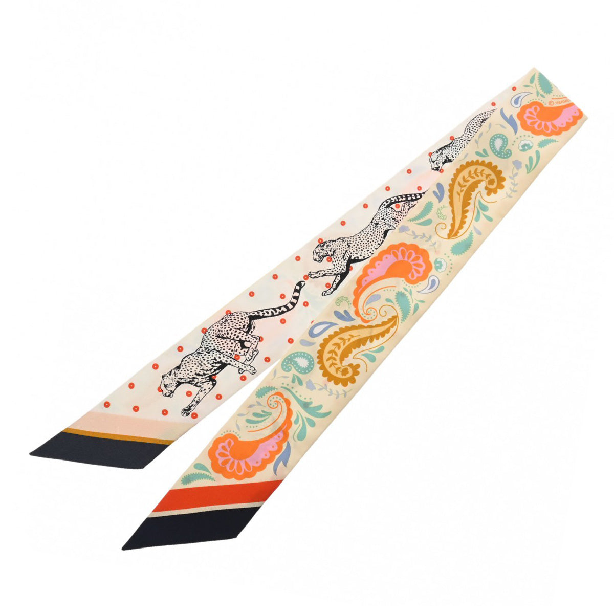 エルメス ツイリー GUEPARDS BANDANA アイボリー/ホワイト レディース