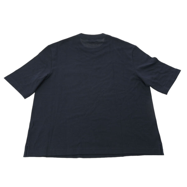 HERMES エルメス クルーネック Tシャツ レザーポケット Lサイズ マリン - メンズ コットン85％ カシミア15％ 半袖Ｔシャツ 新品 銀蔵