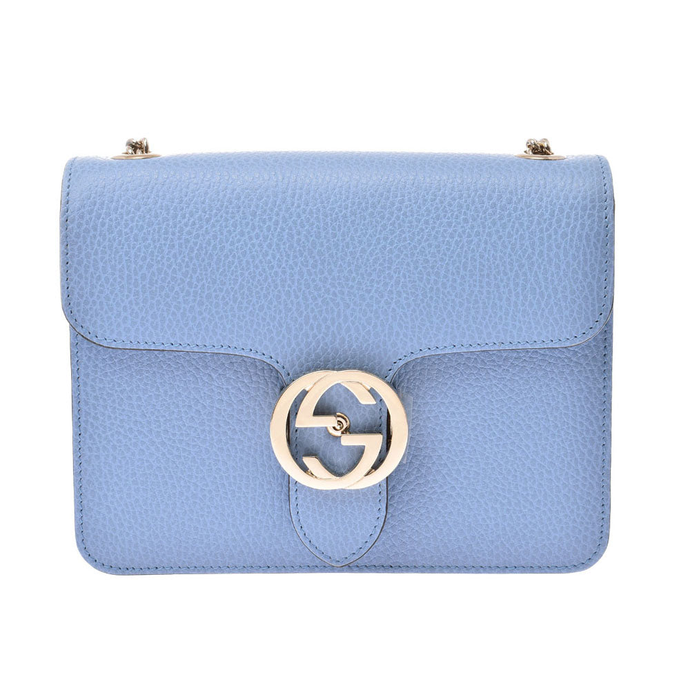 Gucci chain shoulder bag interlocking outlet blue gold hardware