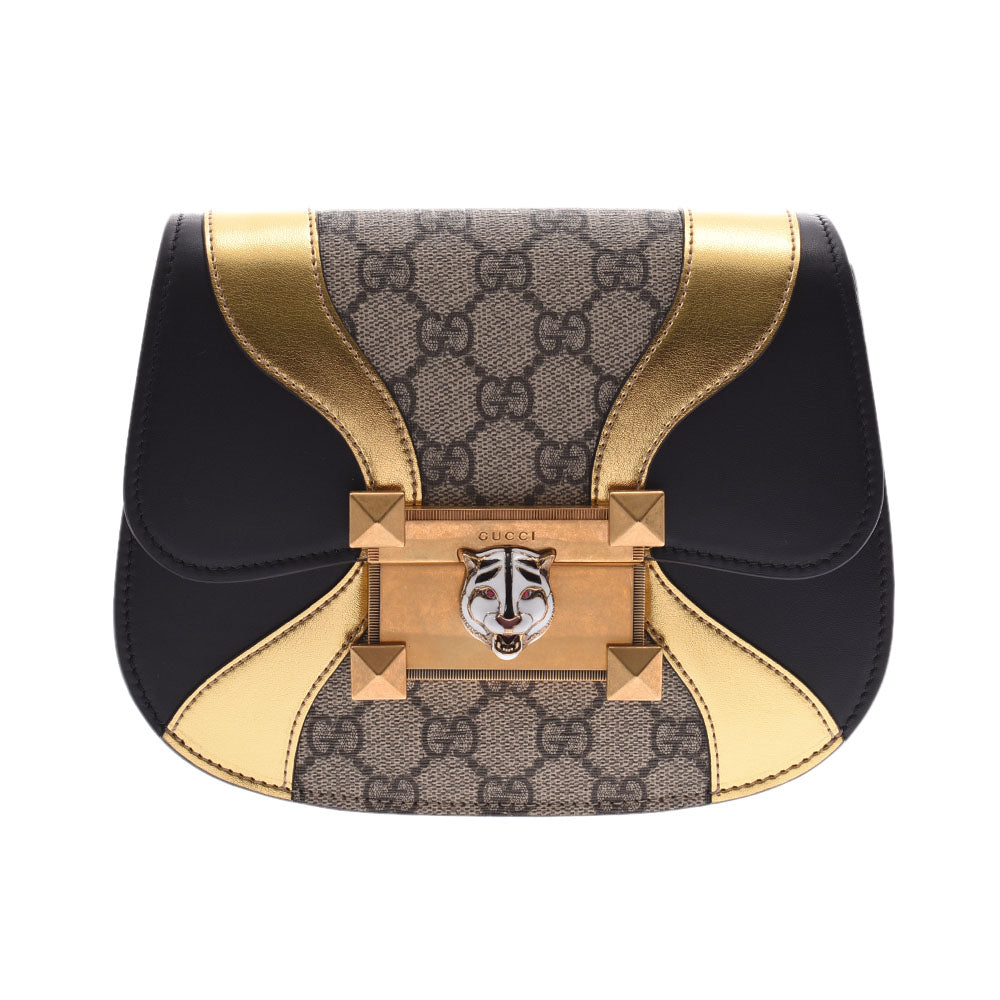 Gucci GG Shoulder Bag Black Gold Women s Shoulder Bag 500781 GUCCI