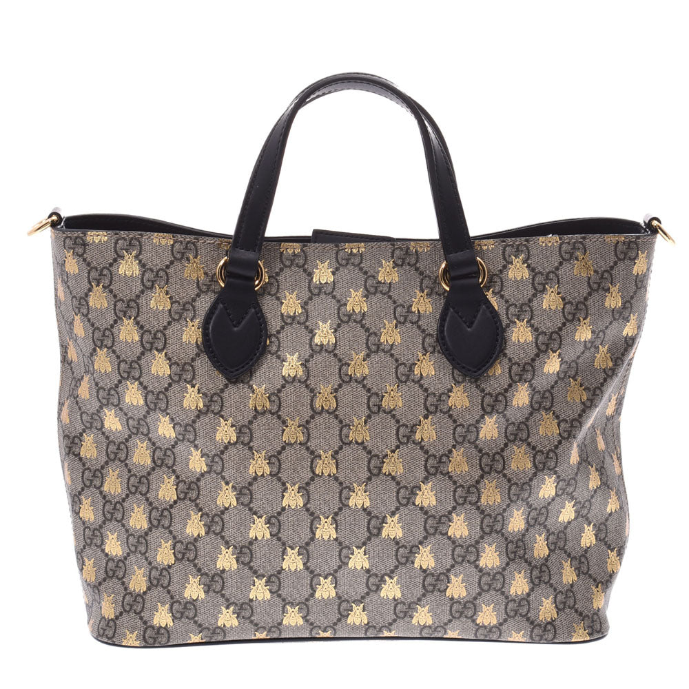 Gucci GG Supreme 2WAY Bag Bee Print Beige Black Women s Tote Bag