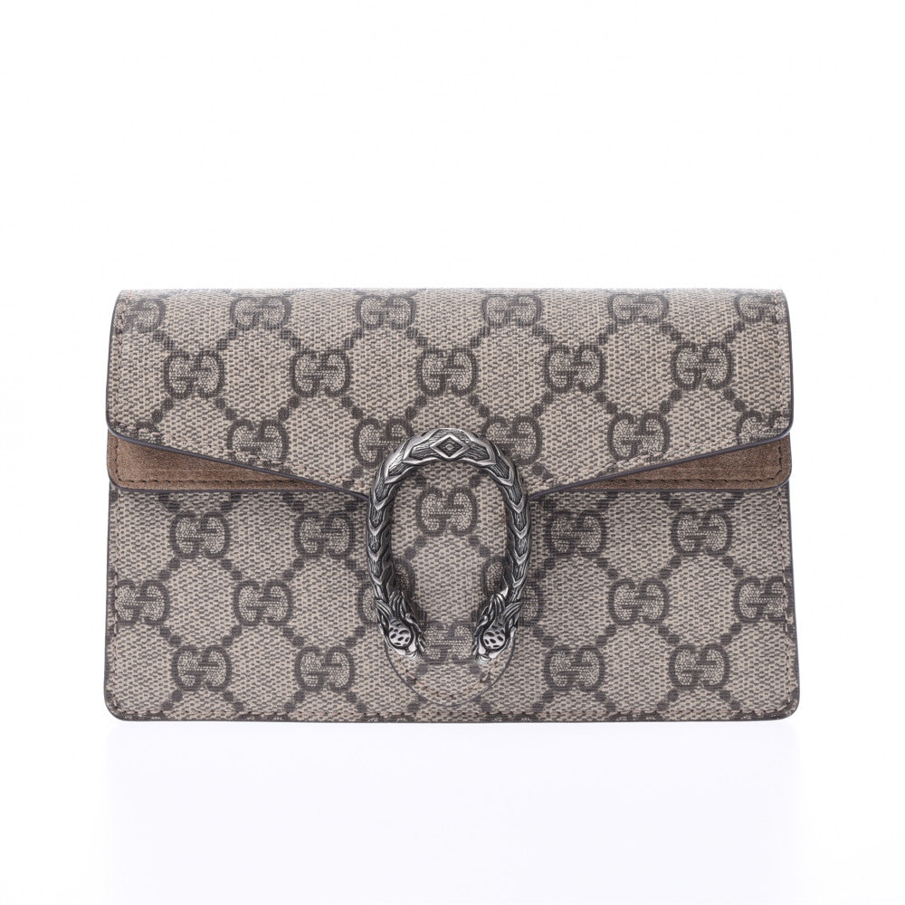 Gucci Dionysus Super Mini Bag Beige Silver Hardware Ladies GG