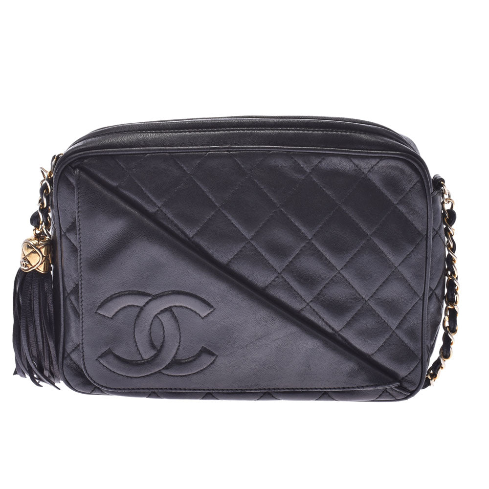 CHANEL シャネル マトラッセ チェーンショルダーバッグ フリンジ 黒 ゴールド金具 レディース ラムスキン ショルダーバッグ ABランク 中古  - セール限定商品