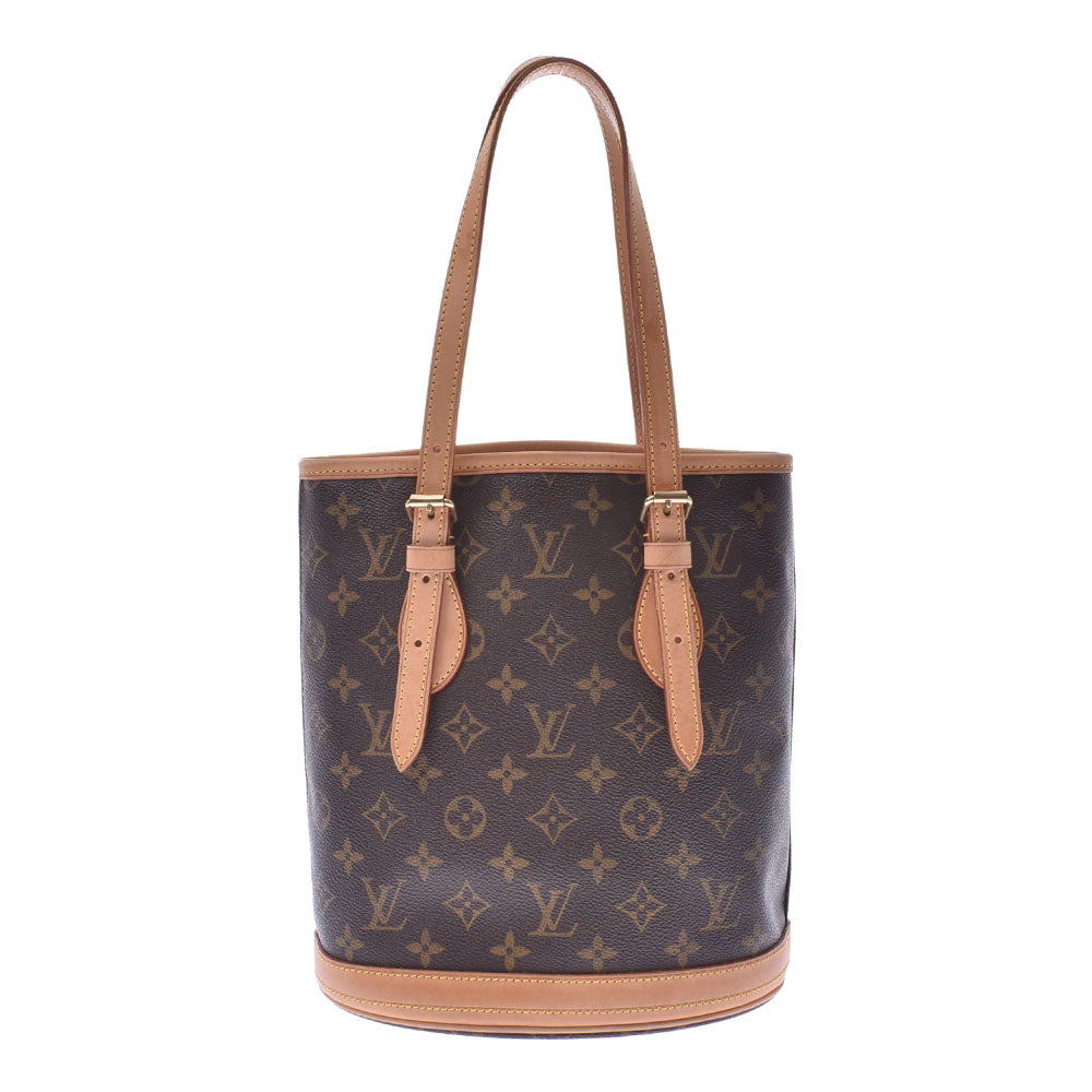 LOUIS VUITTON ルイヴィトン モノグラム バケットS ポーチ付 ブラウン 