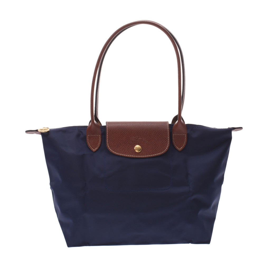 Longchamp Le Pliage Long S Navy / Brown Gold Hardware Ladies Tote