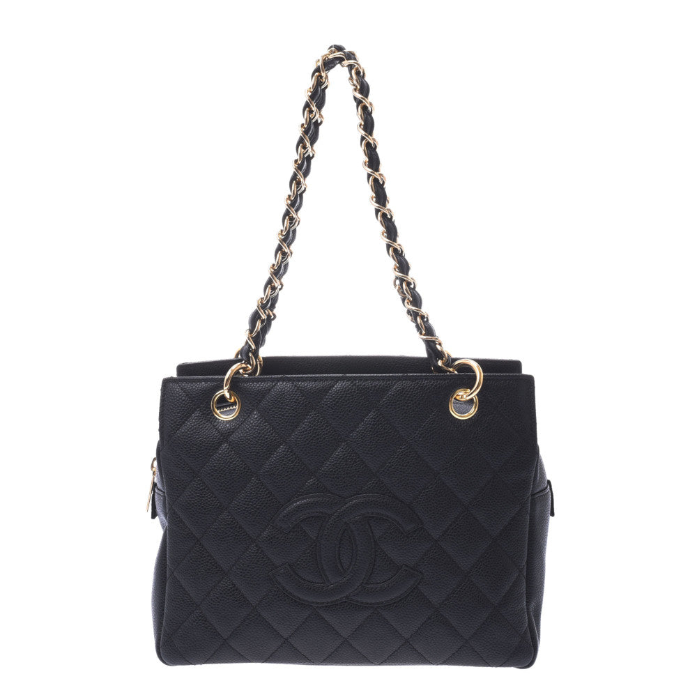 CHANEL シャネル マトラッセ PTT プチタイムレストートバッグ 黒 ゴールド金具 レディース キャビアスキン ハンドバッグ Aランク 中古 銀蔵