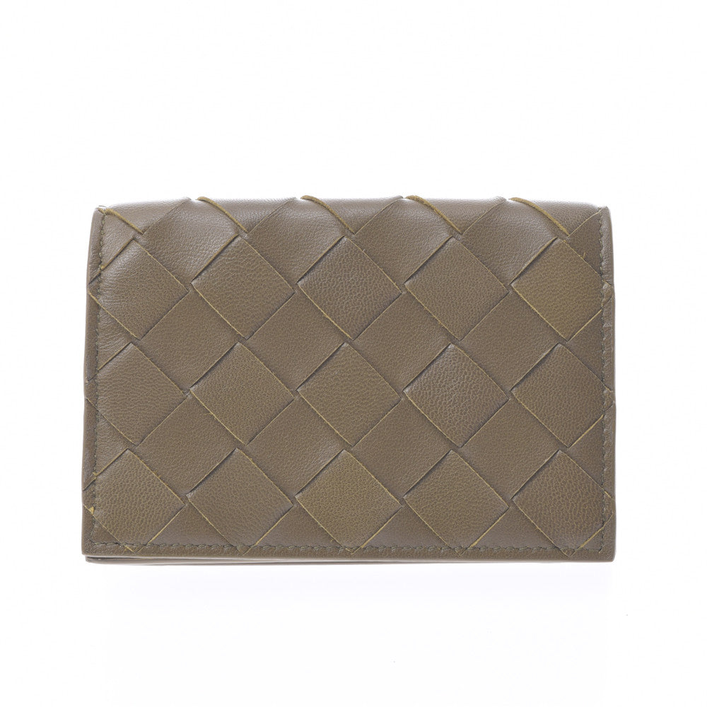 ボッテガヴェネタイントレチャート 名刺入れ 現行 カーキ ユニ