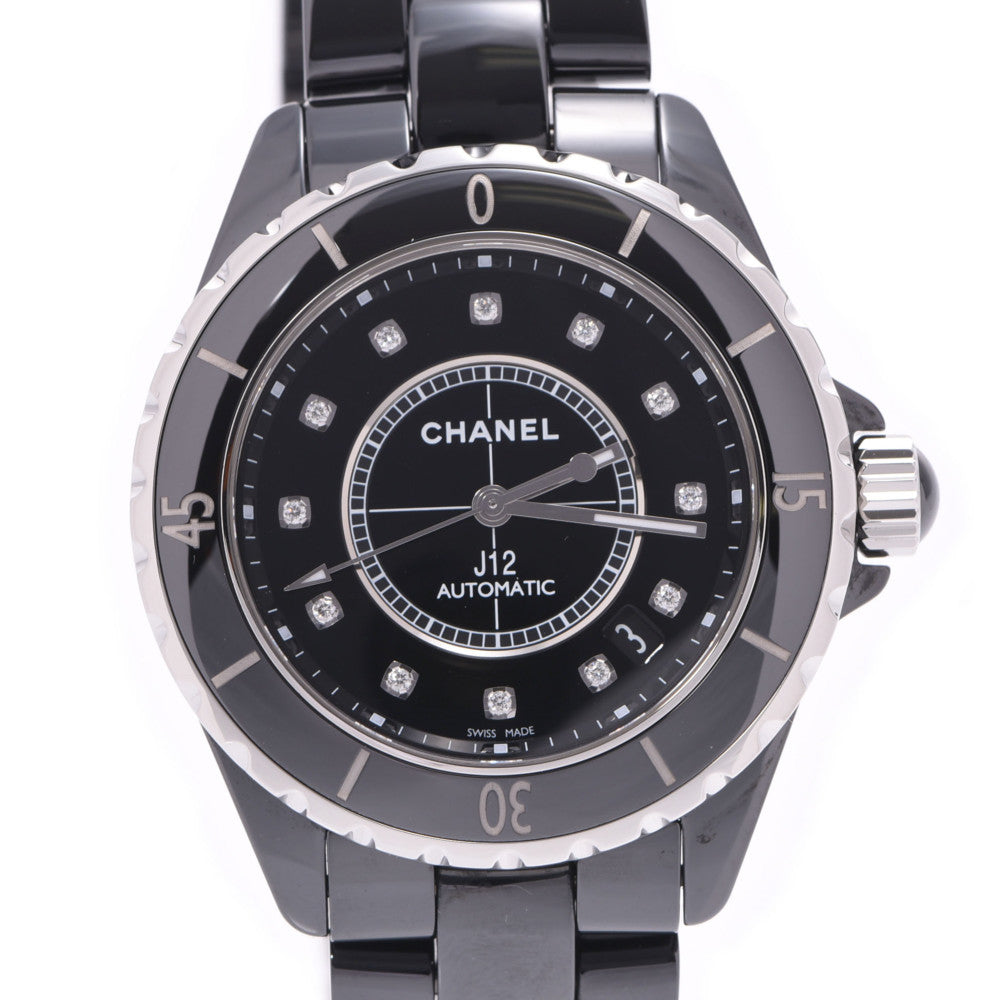 CHANEL シャネル J12 38mm 12Pダイヤ H1626 メンズ 黒セラミック/SS 