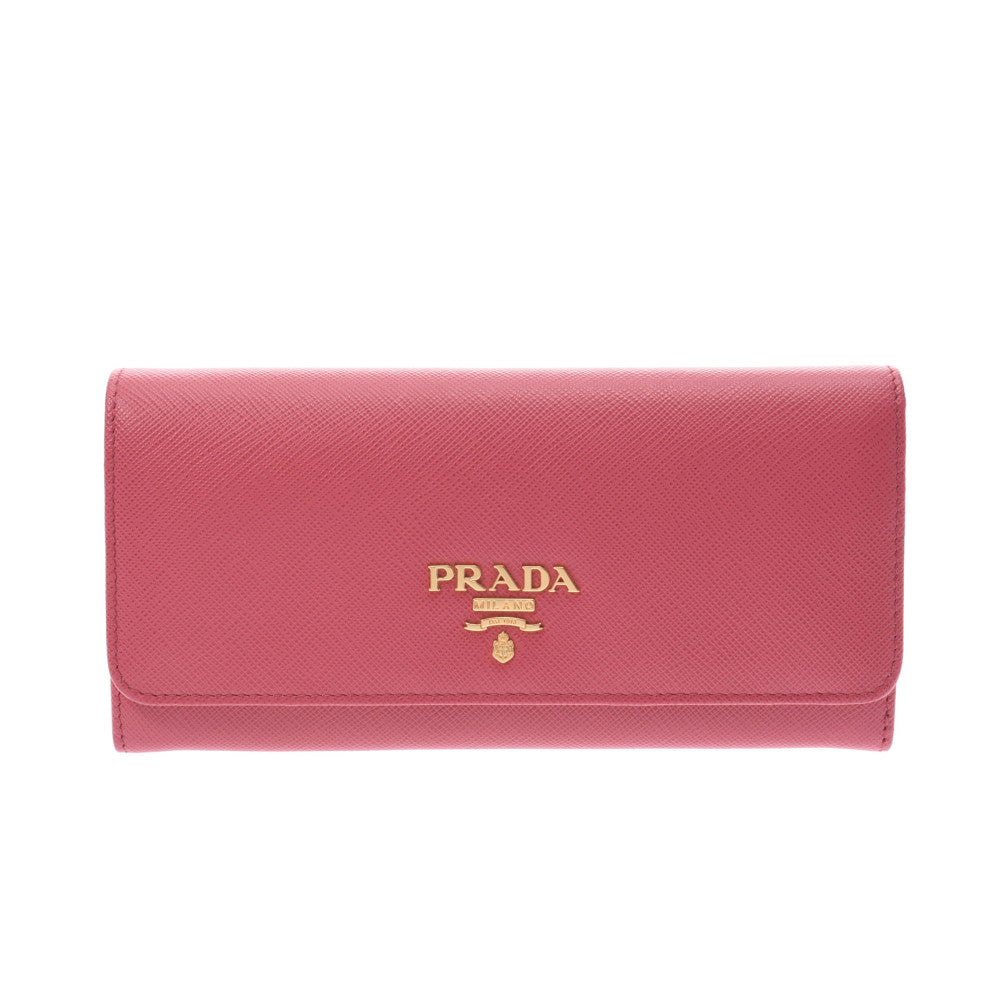 美品 プラダ パスケース付き 長財布 ペオニア PRADA（プラダ） 長財布 財布 パスケース 定期入れ カードケース