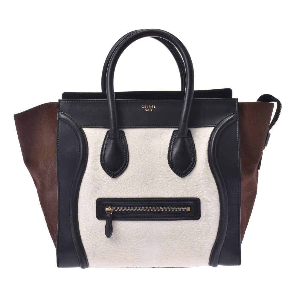 セリーヌラゲージ ミニショッパー 白×黒×茶 レディース ハンドバッグ CELINE 中古 – 銀蔵オンライン