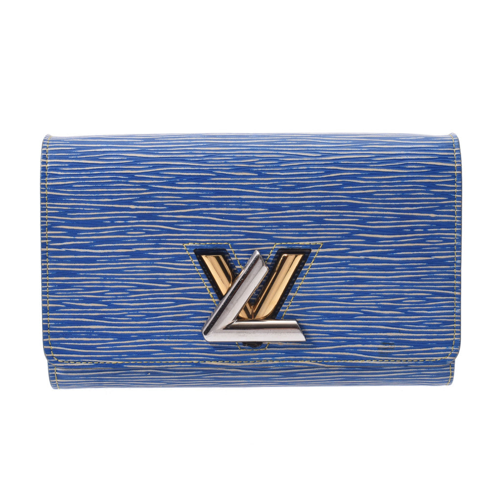 Louis Vuitton Blue EPI Denim Twist Pins Chain Wallet