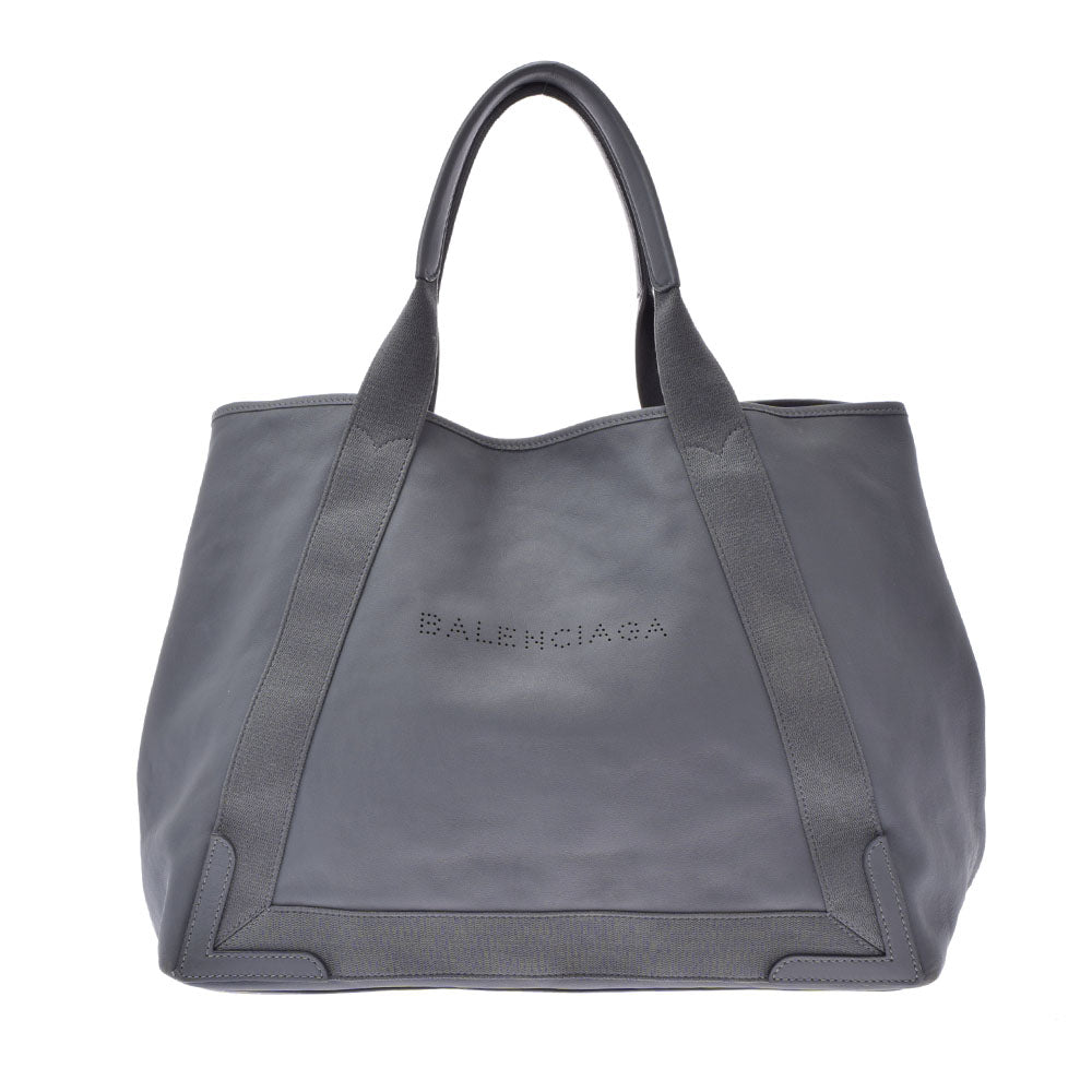 BALENCIAGA バレンシアガ ネイビーカバ M グレー 339936 ユニセックス カーフ トートバッグ Bランク 中古 - 日本正規輸入品