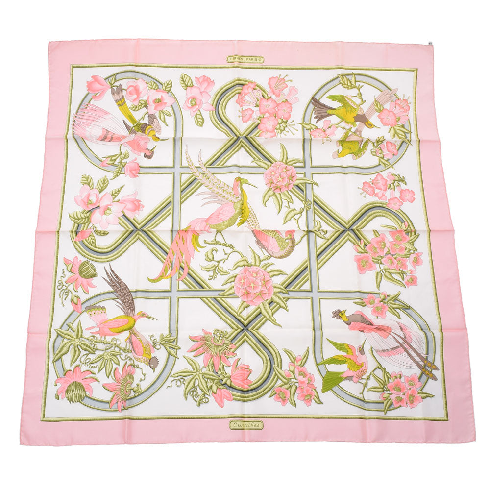 7,500円エルメス スカーフ 花柄 扇子 カレ90 ピンク