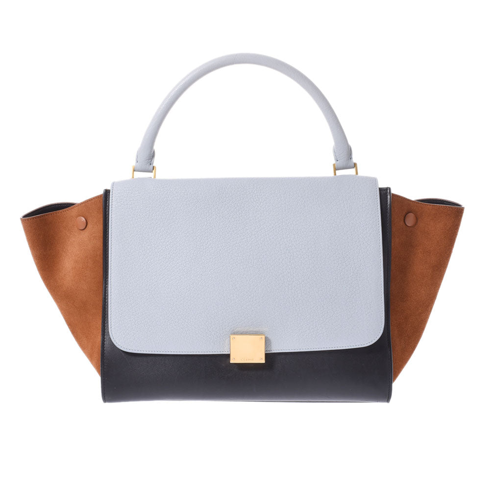 CELINE セリーヌ トラペーズ 2WAY 水色/黒/茶 レディース カーフ 