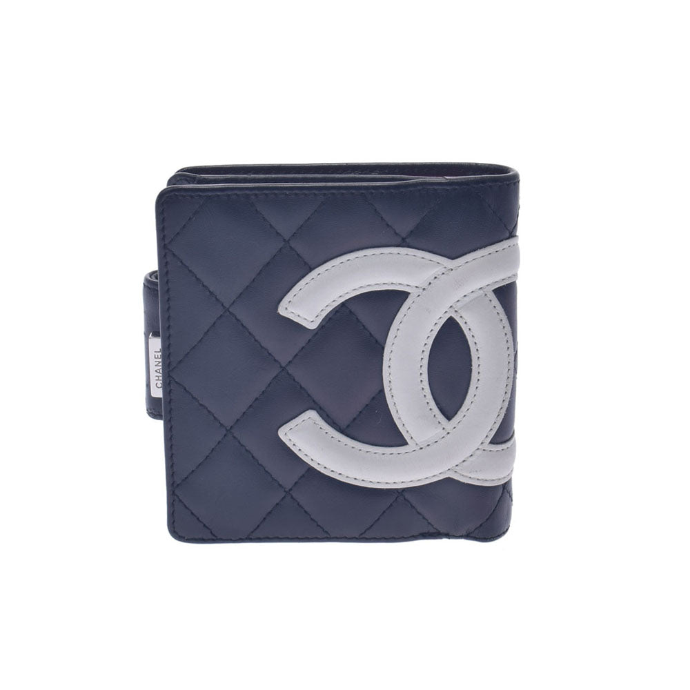 CHANEL カンボンライン がま口付き二つ折り財布 （黒×白） www