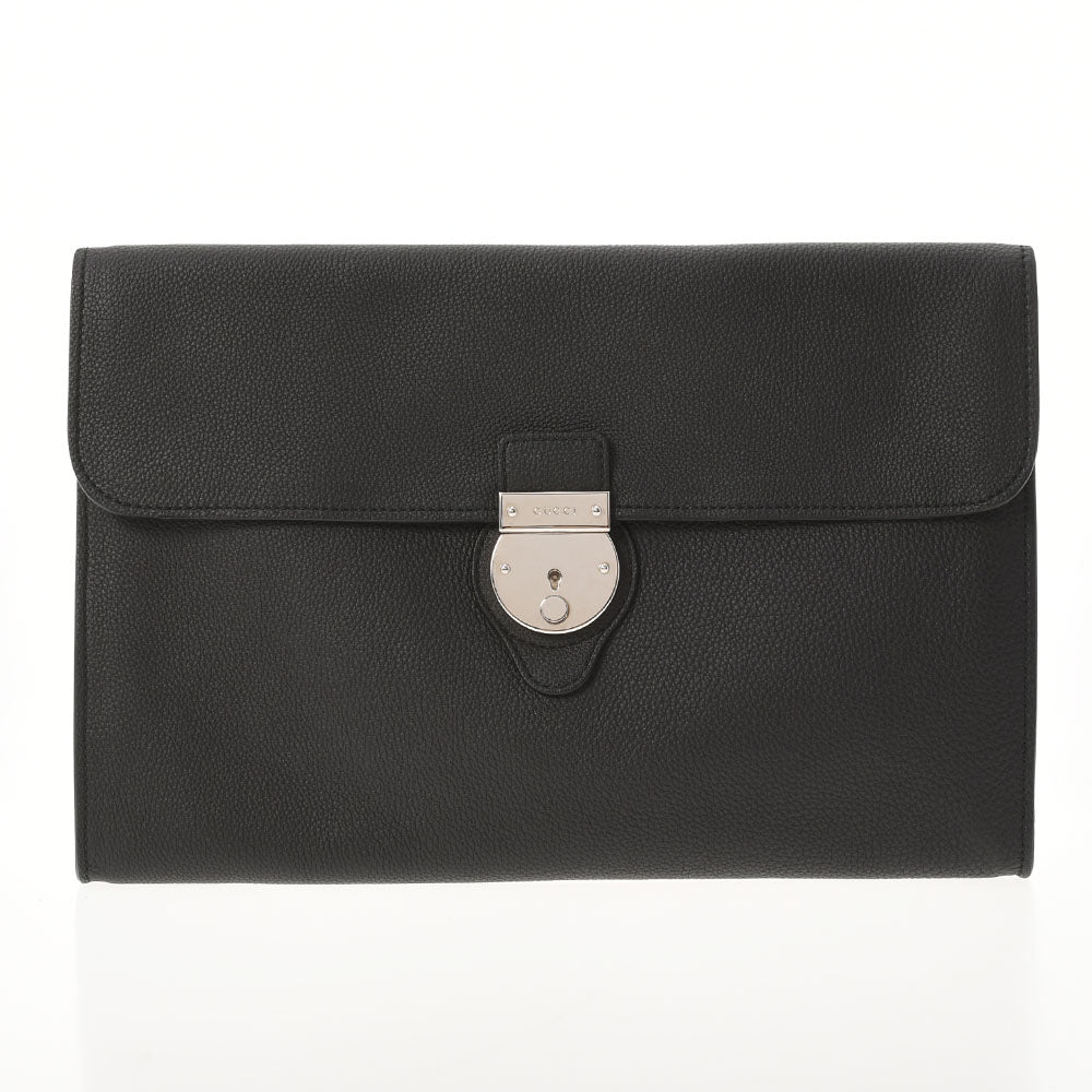 グッチ 黒 ユニセックス カーフ クラッチバッグ 353405 GUCCI 中古