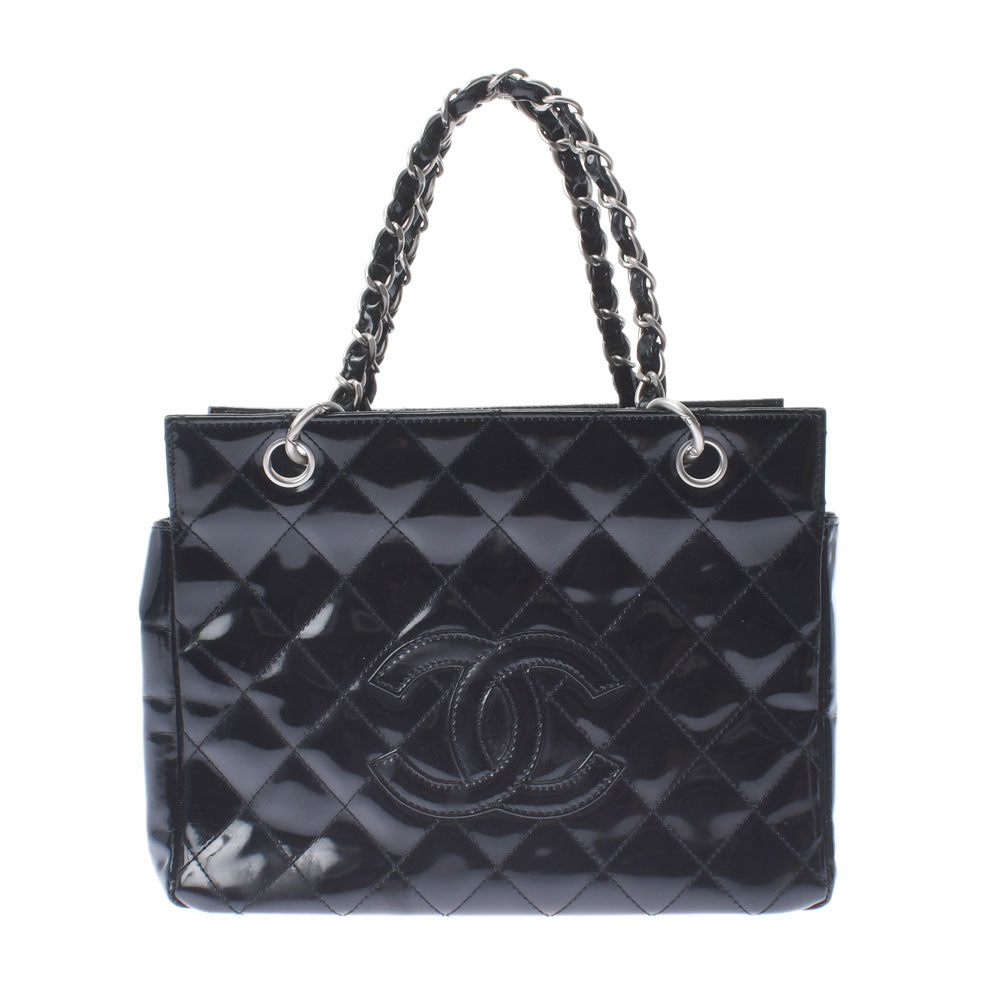 CHANEL シャネル マトラッセ PTT 黒 レディース エナメル ハンドバッグ 