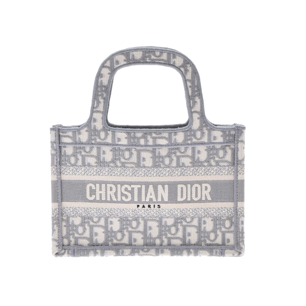 クリスチャンディオールオブリーク ブックトート ミニ 白/グレー レディース キャンバス ハンドバッグ 50-MA-0270 CHRISTIAN  DIOR 中古 – 銀蔵オンライン