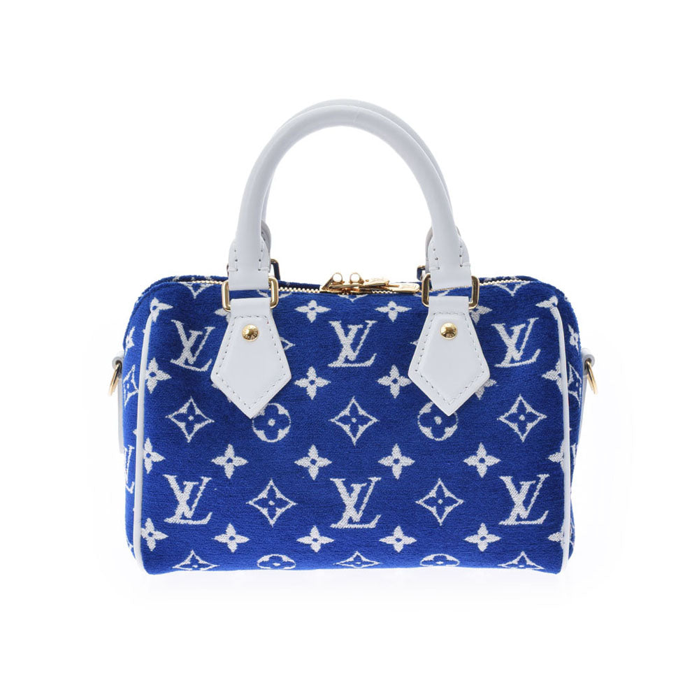 LOUIS VUITTON ルイヴィトン モノグラム スピーディバンドリエール20 ブルー/白 M20751 レディース 13842 モノグラム  ジャカード ベルベット 2WAYバッグ 未使用 - ふじみ野市