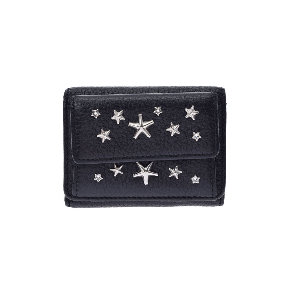 ジミーチュー　三つ折り財布　ストーン　スタースタッツ　黒　コンパクトウォレット ジミーチュウコンパクトウォレット スタースタッズ ラインストーン 黒
