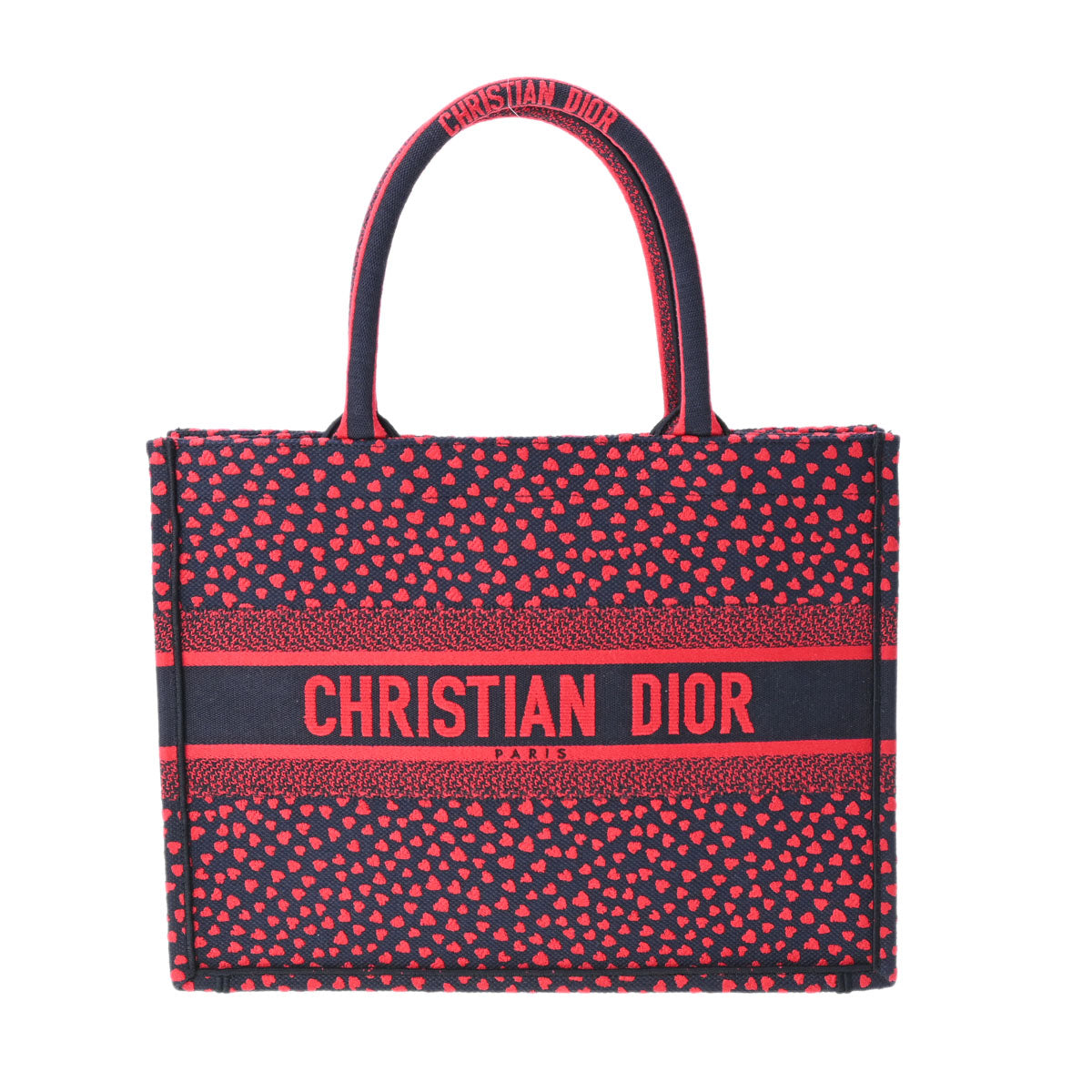 クリスチャンディオールブックトート ミディアム ハート 紺/赤 レディース キャンバス トートバッグ CHRISTIAN DIOR 中古 –  銀蔵オンライン