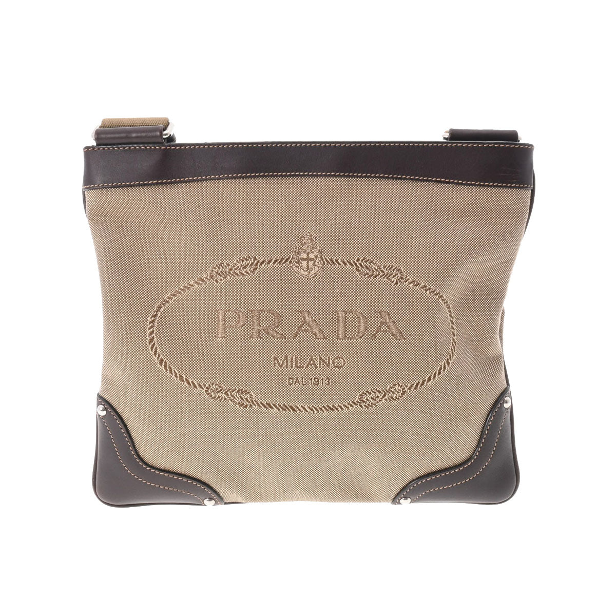 値引き 通販 PRADA プラダ ロゴショルダーバッグ ベージュ/茶