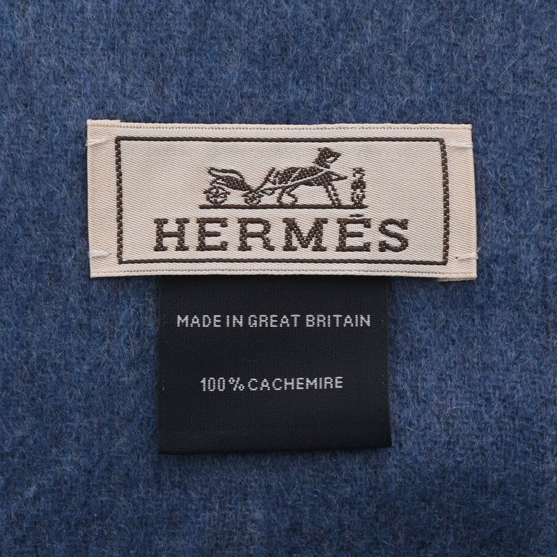 HERMES エルメス マフラー リバーシブル 紺/青 メンズ カシミヤ100％ マフラー 未使用 銀蔵