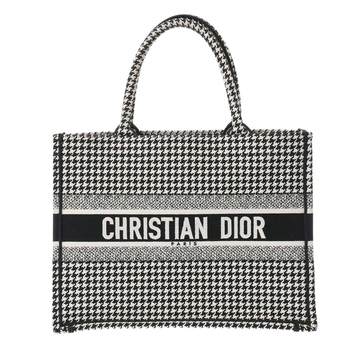 CHRISTIAN DIOR クリスチャンディオール ブックトート ミディアム ハウンドトゥース ブラック M1296ZTQT_M911 レディース  キャンバス トートバッグ ABランク 中古 - 激安オンライン ショップ