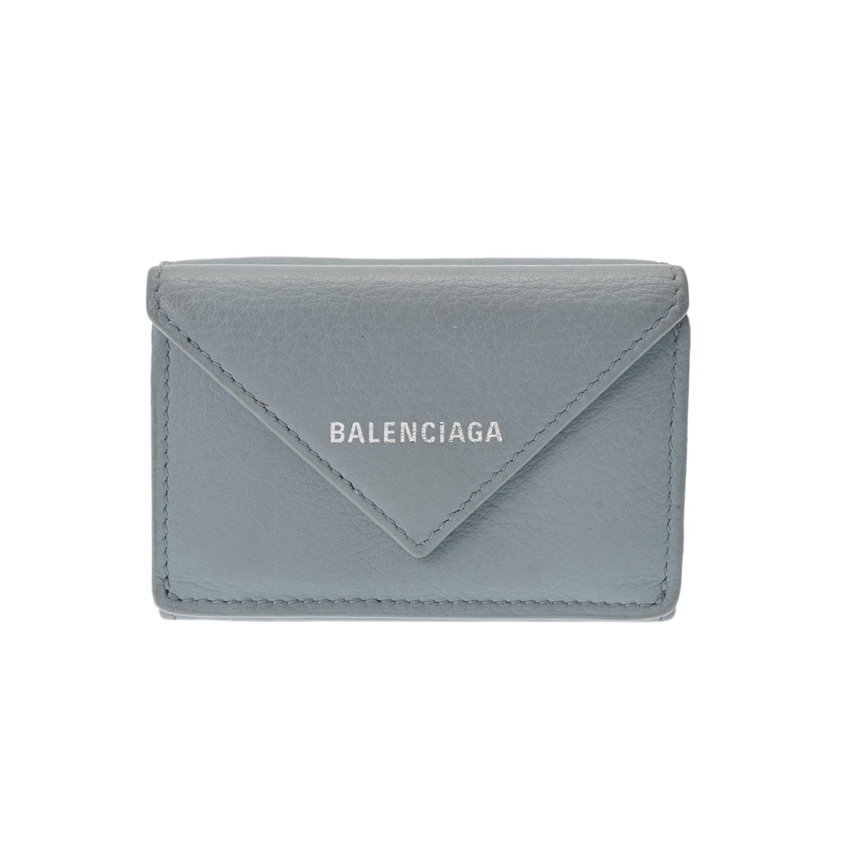 BALENCIAGA バレンシアガ ペーパー ミニウォレット 水色 391446 ユニセックス レザー 三つ折り財布 Bランク 中古 - 直営店先行販売