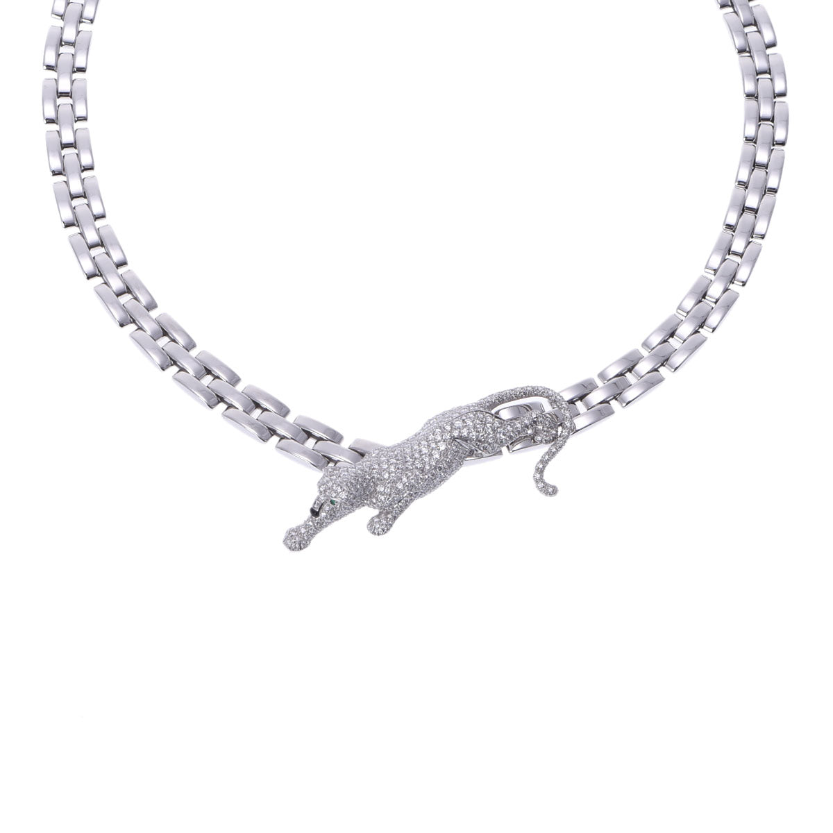 Cartier刻印 パンテールモチーフ ネックレストップ メタル素材 革紐付き Cartier カルティエ パンサー ペンダントトップ キーホルダー チャーム
