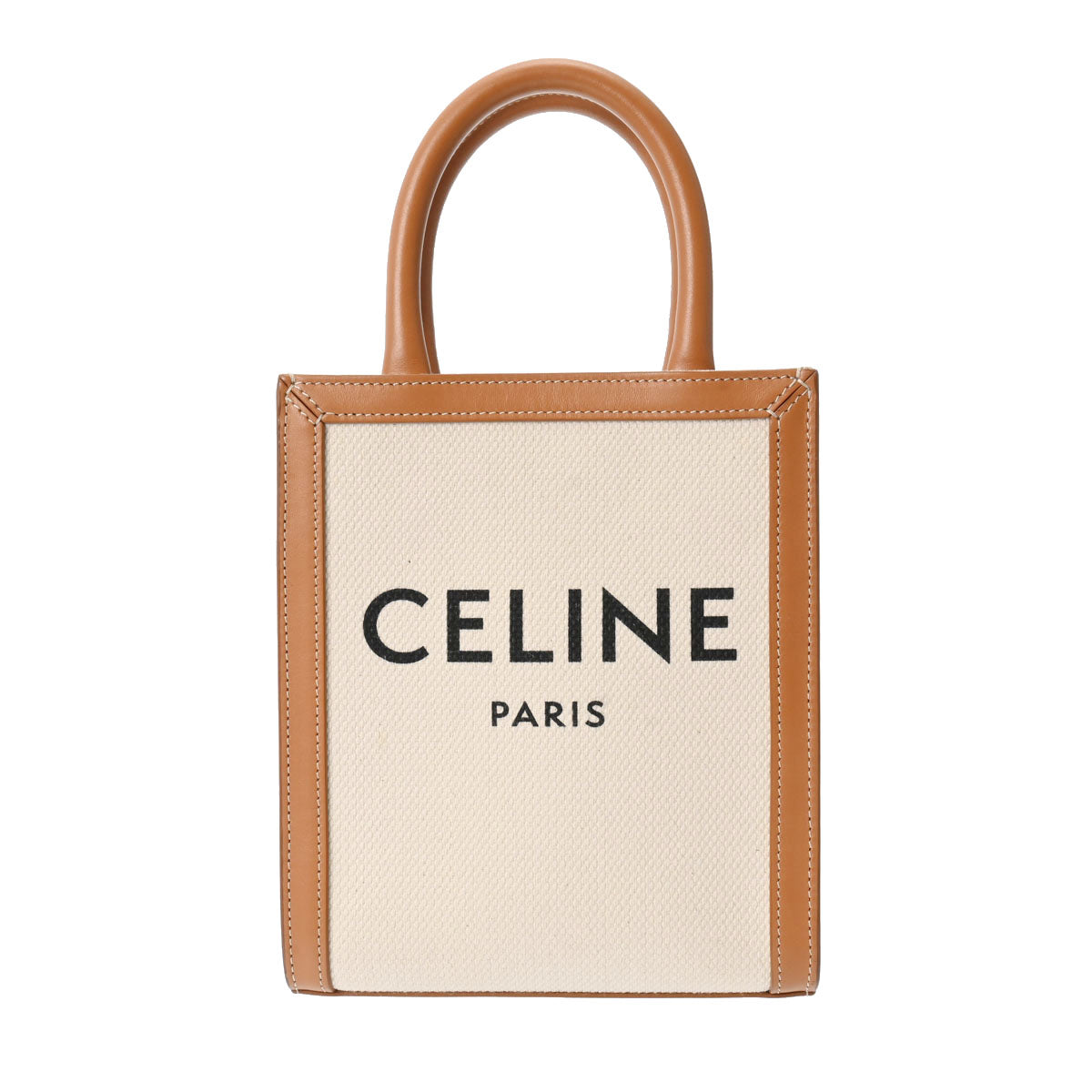 CELINE セリーヌ ミニバーティカルカバ ベージュ/ブラウン ゴールド金具 193302BN レディース レザー キャンバス ハンドバッグ  Aランク 中古 - アウトレット直販店