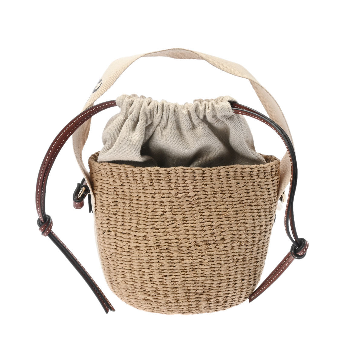 クロエウッディ スモールバケット ベージュ/ブラウン ゴールド