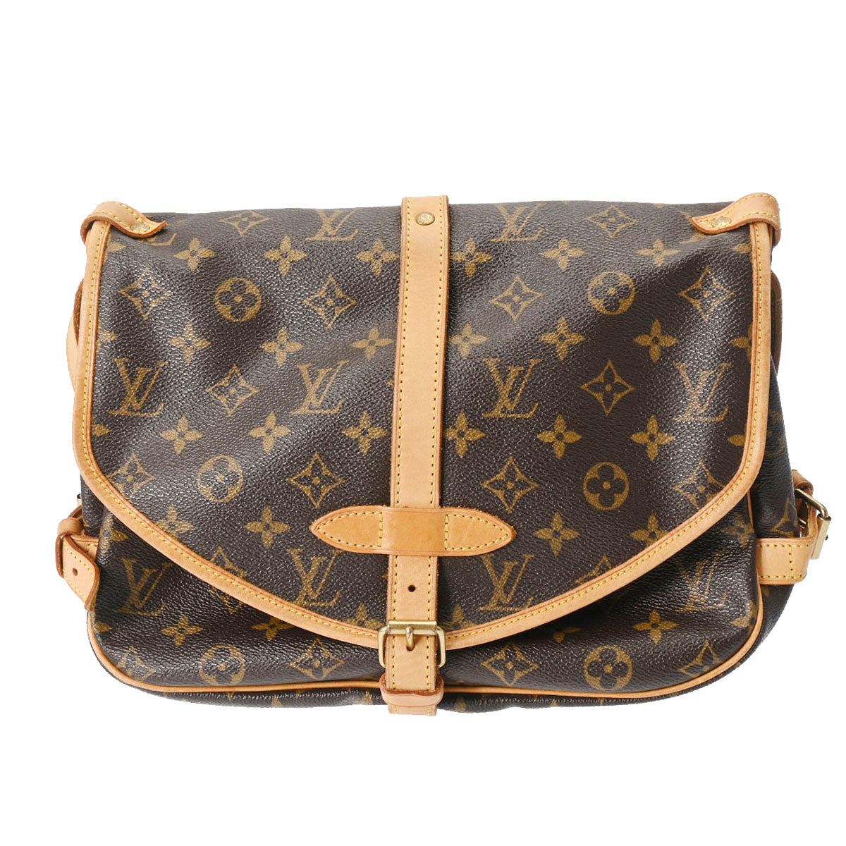 LOUIS VUITTON ルイヴィトン モノグラム ソミュール 30 ブラウン M42256 レディース モノグラムキャンバス ショルダーバッグ  Bランク 中古 - あす楽 交換無料