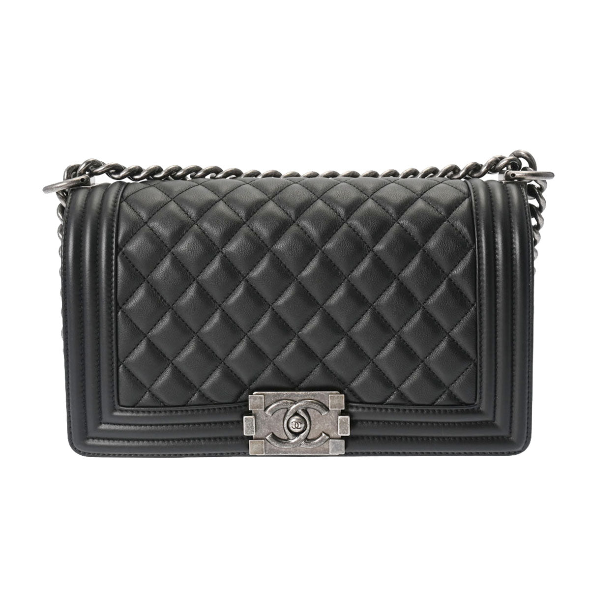 CHANEL シャネル ボーイシャネル チェーンショルダー 25cm 黒 