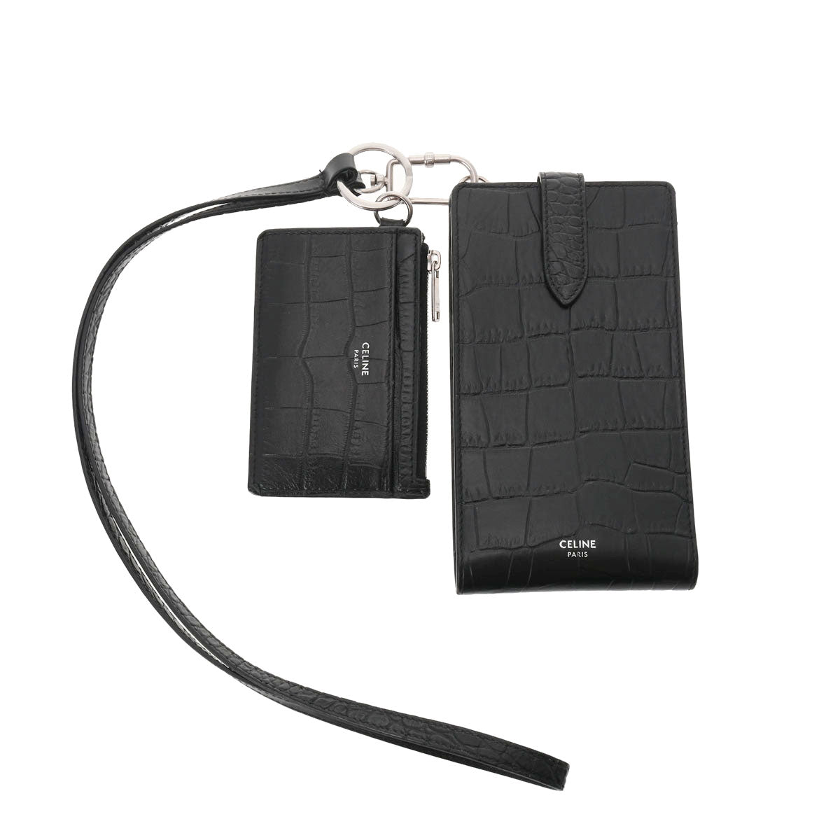 セリーヌフォンカードポーチ 黒 シルバー金具 レディース ポーチ
