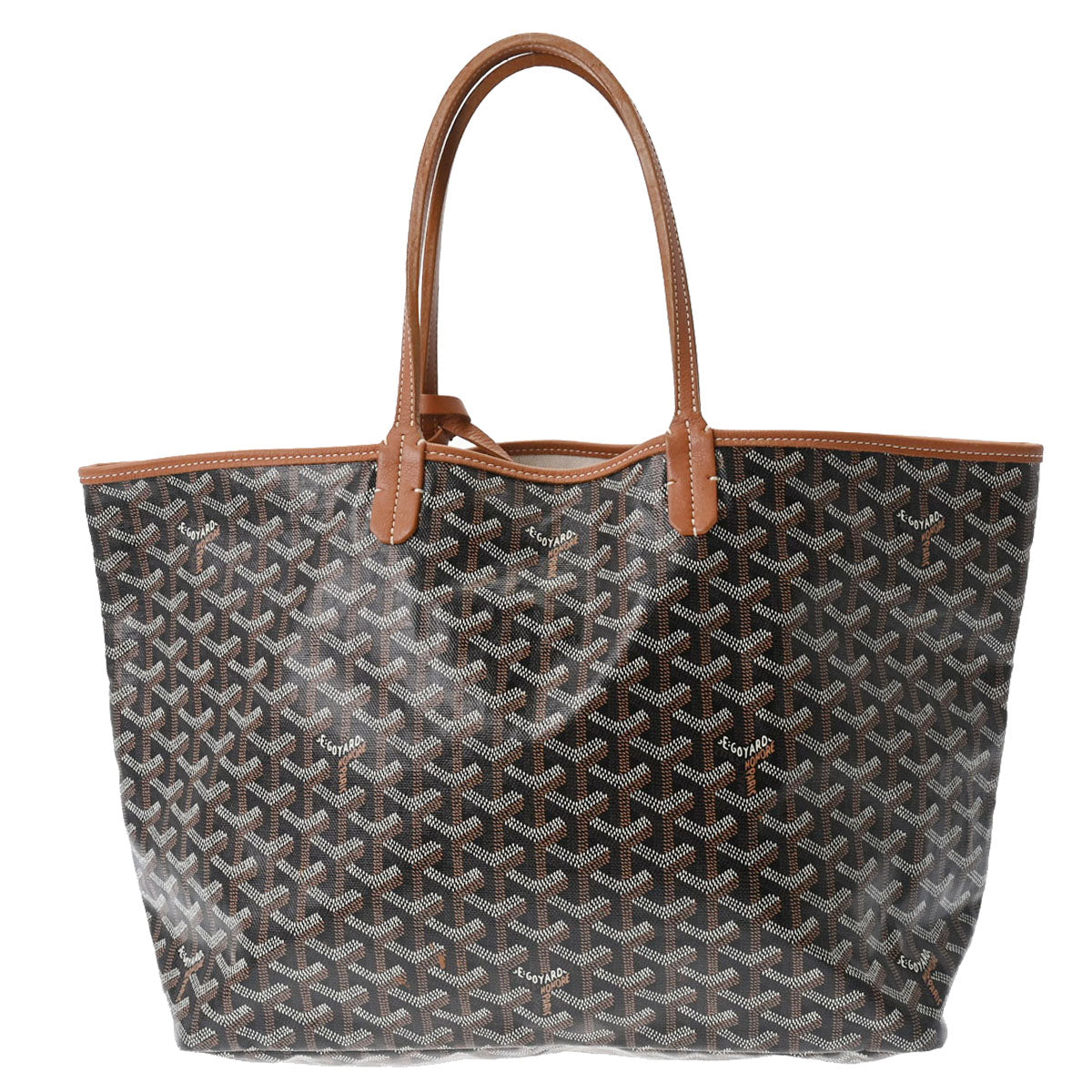 GOYARD ゴヤール サンルイ PM 黒/茶 ユニセックス PVC/レザー トートバッグ ABランク 中古 - セール商品・送料無料商品も多数