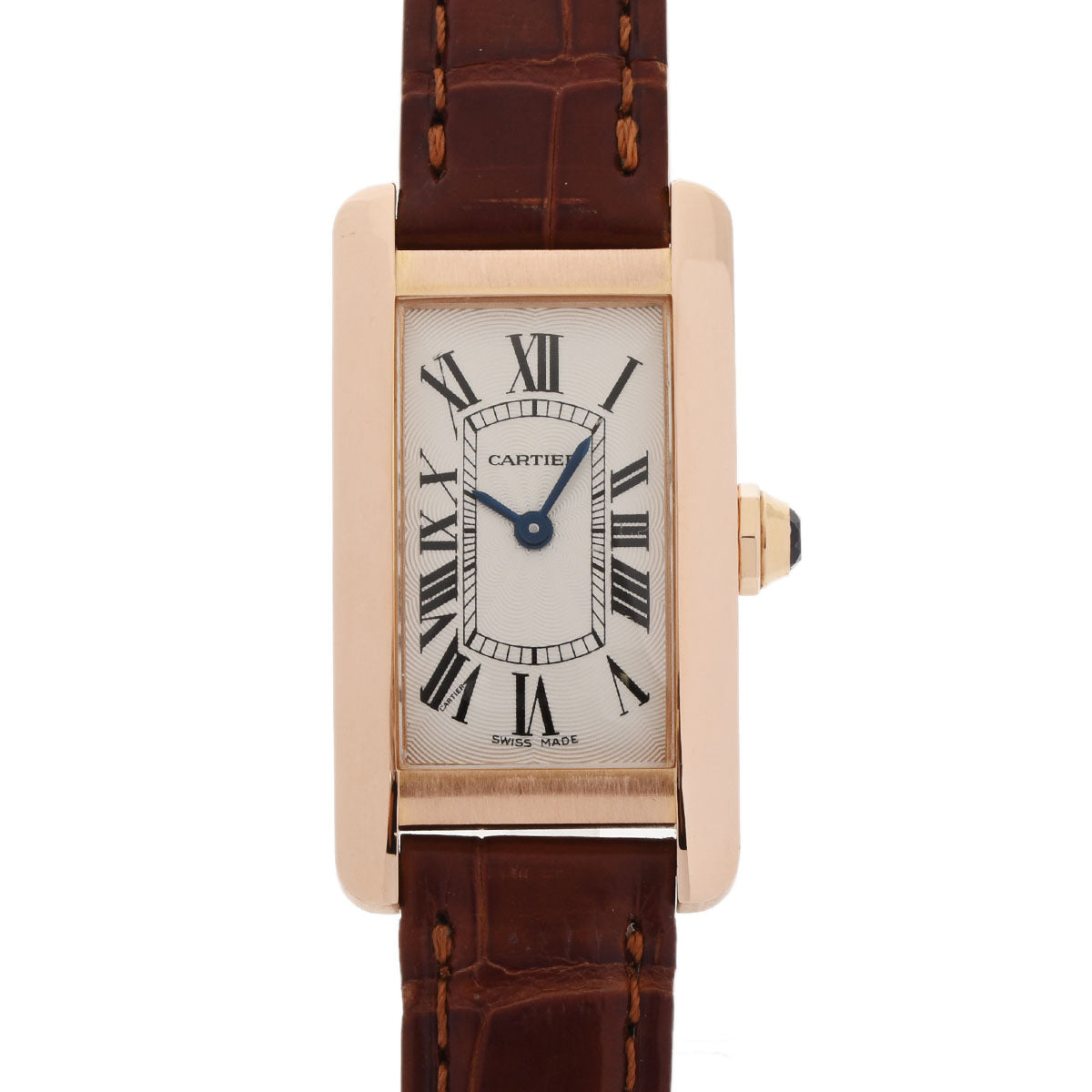 CARTIER カルティエ タンクアメリカン SM W2607456 レディース PG/クロコダイル 腕時計 クオーツ ホワイト文字盤 Aランク 中古  銀蔵