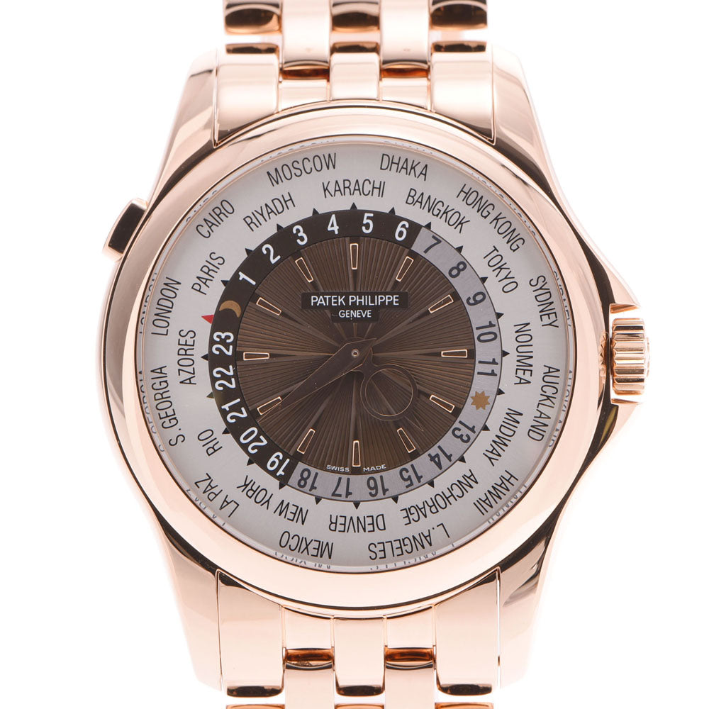 PATEK PHILIPPE パテックフィリップ ワールドタイム 裏スケ 5130/1R-011 メンズ RG 腕時計 自動巻き  シルバー/ブラウン文字盤 Aランク 中古 銀蔵