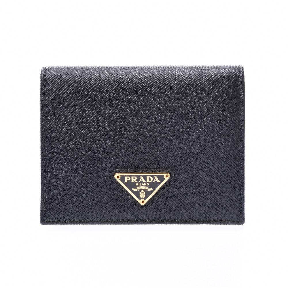 プラダ PRADA 二つ折り財布 コンパクトウォレット ブラック 1MV204