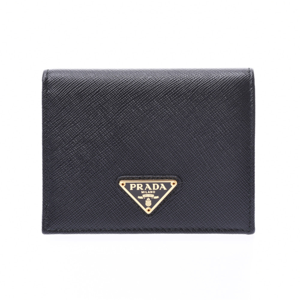 プラダコンパクトウォレット 黒 レディース 二つ折り財布 1MV204 PRADA 中古 – 銀蔵オンライン